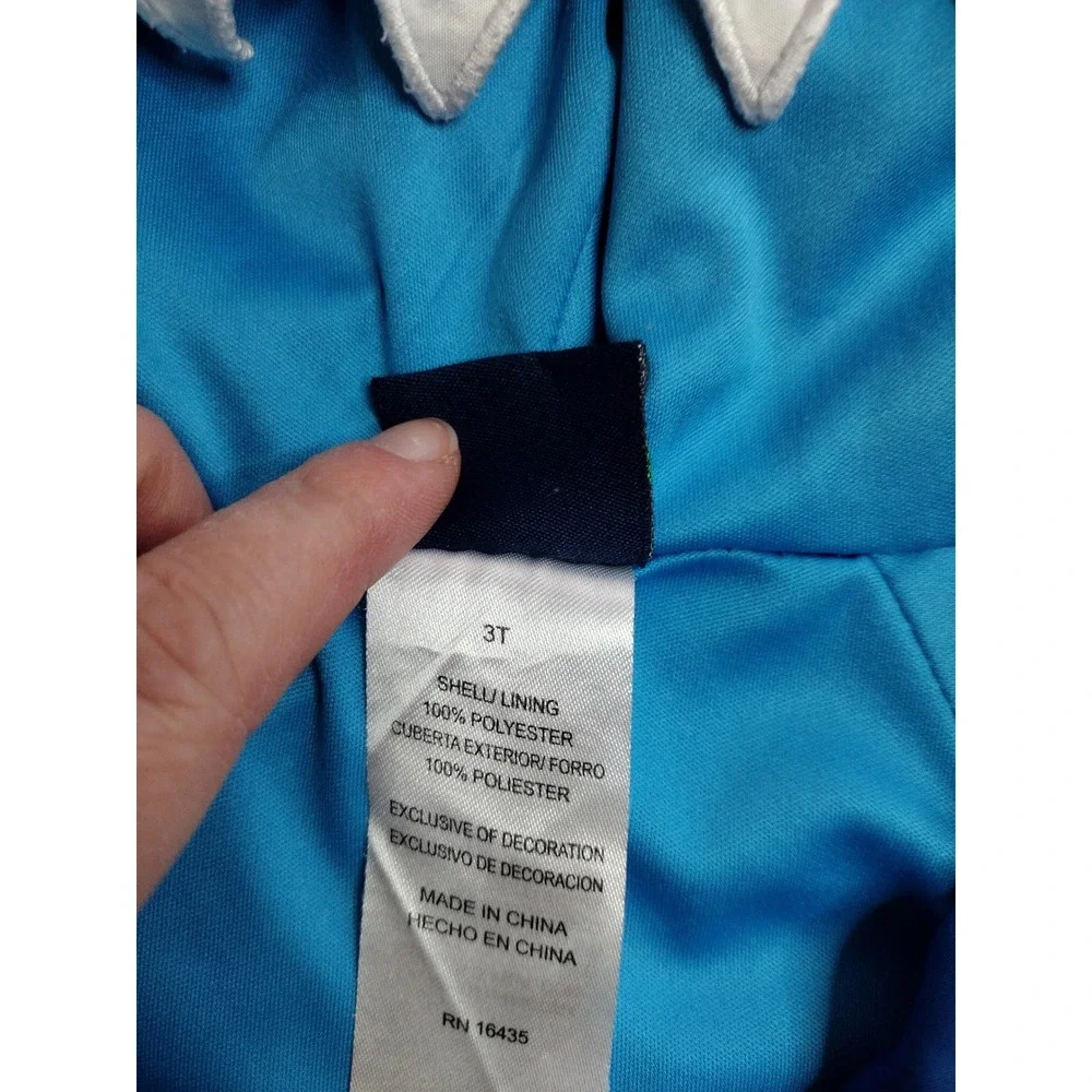 Little‎ Rebels Boys Blue Shark Hooded Windbreaker Jacket 3T 3D Fin Teeth Novelty